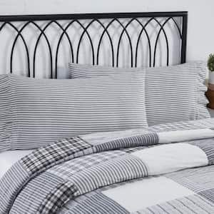 Sawyer Mill Black Farmhouse Ticking Stripe Ruffled Cotton King Pillowcase (Set of 2)