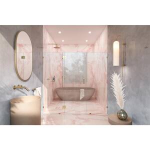 Stellar 60 in. W x 78 in. H Glass Hinged Pivot Frameless 3-Panel Inline Shower Door in Polished Brass