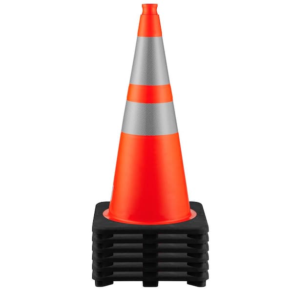 BOEN 36 in. Orange PVC Reflective Traffic Safety Cone TC-36R - The