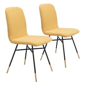Var Yellow, Black & Gold Polyester Dining Side Chair Set of 2