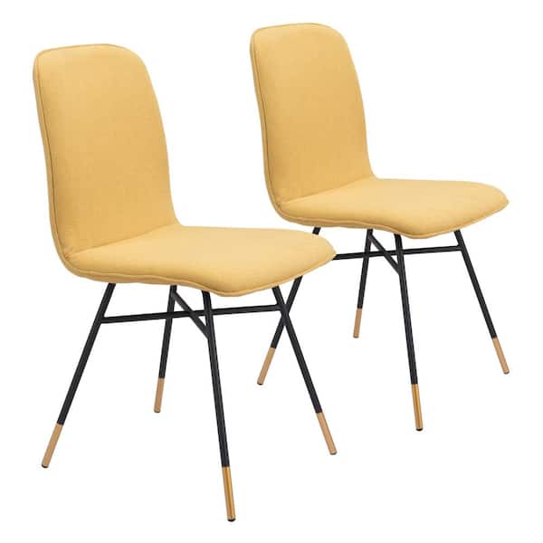 ZUO Var Yellow, Black & Gold Polyester Dining Side Chair Set of 2