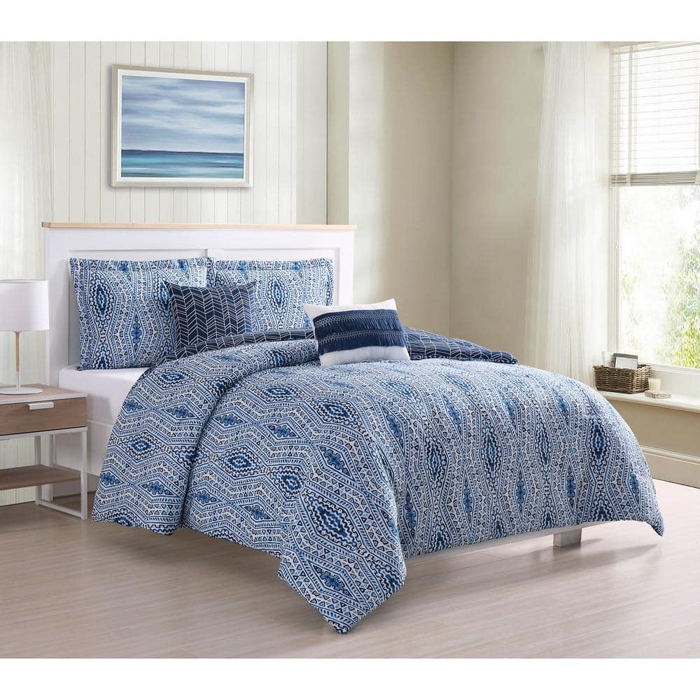 Darhma Aztec 5-Piece Navy King Comforter Set