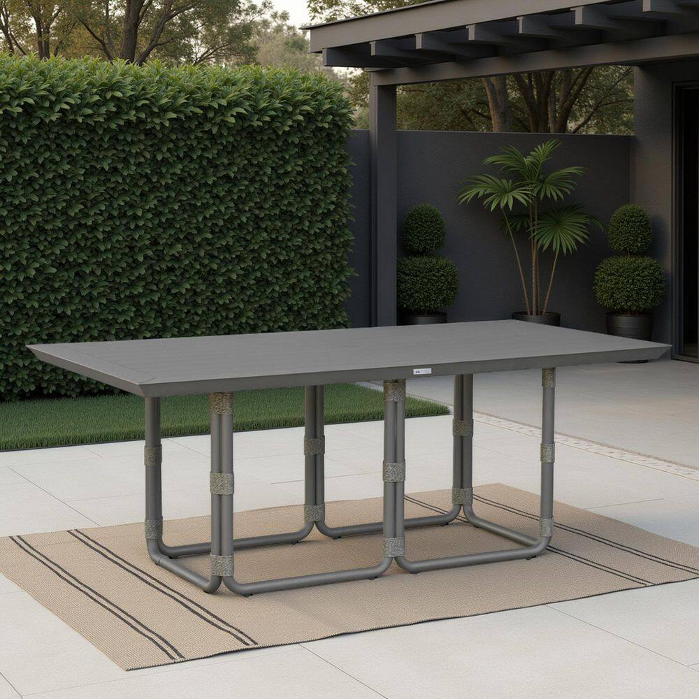 Dorado Gray 79 in. Rectangular Aluminum Outdoor Dining Table with Trestle Base price history on PriceWatchPro