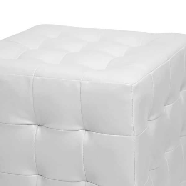 Baxton Studio Siskal White Modern Cube Ottoman - Set of 2 Baxton Studio Siskal White Modern Cube Ottoman - Set of 2