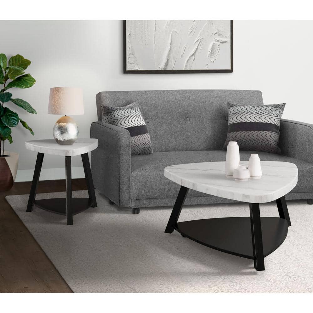 Picket House Furnishings Raine 36 in. White Triangle Marble Coffee ...