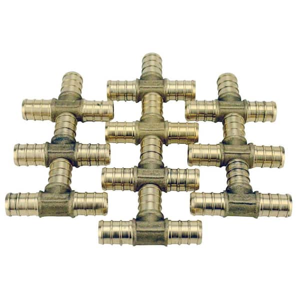 1/2 in. Brass PEX-B Barb Tee (10-Pack)