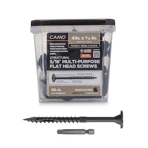 5/16 in. x 4 in. Star Drive Flat Head Multi-Purpose + Multi-Ply Structural Wood Screw - Exterior Coated (50-Pack)