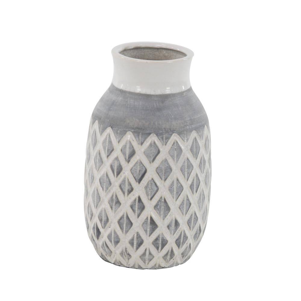 White Abstract Bud Ceramic Table Vase 7" x 13"