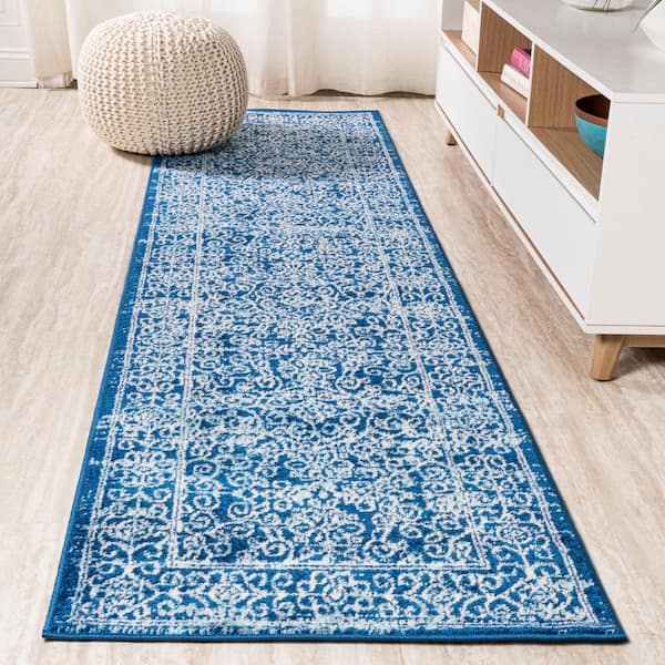 Azul Filigree Blue and White Blue 2 ft. x 8 ft. Runner Rug