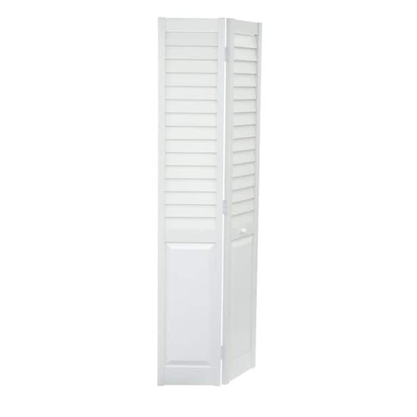 Pinecroft Seabrooke White PVC Louver-Over-Panel Bifold Door