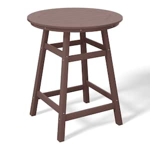 Laguna 35 in. Round HDPE Plastic All Weather Outdoor Patio Counter Height High Top Bistro Table in Dark Brown