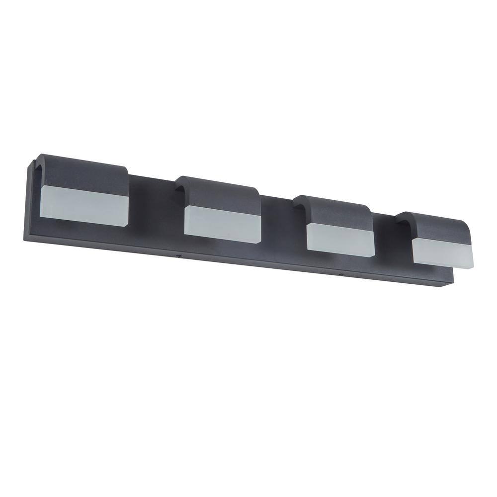 29.9 in. 4-Light Black LED Vanity Light Bathroom Wall Light Fixtures Over Mirror with Frosted Acrylic Shade price history on PriceWatchPro