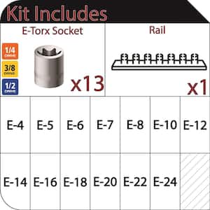 1/4, 3/8, 1/2 in. E-Torx Socket Set