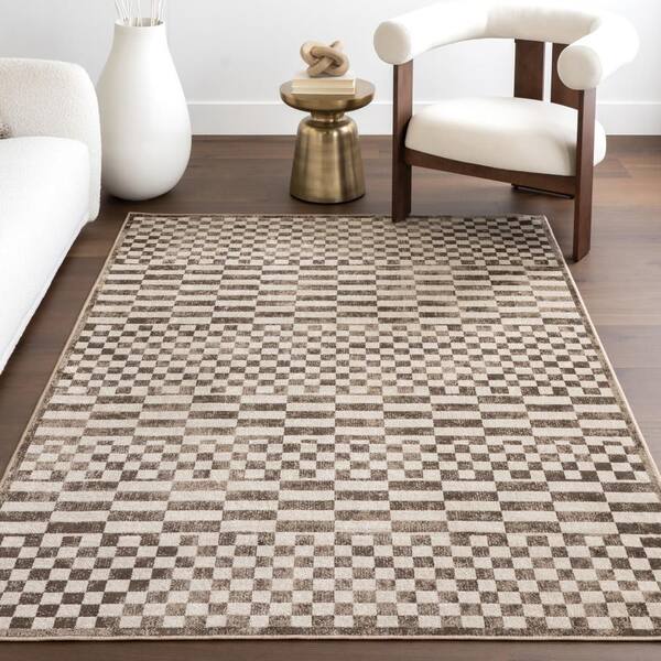 nuLOOM Kallie Washable Tiled Brown 8 ft. x 10 ft. Indoor Area Rug