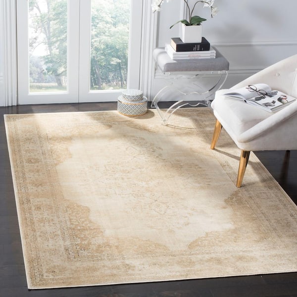 Vintage Cream 3 ft. x 6 ft. Antique Medallion Border Area Rug