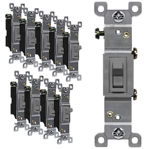 15-Amp Single Pole Grounding Screw Toggle Light Switch in Gray (10-Pack)