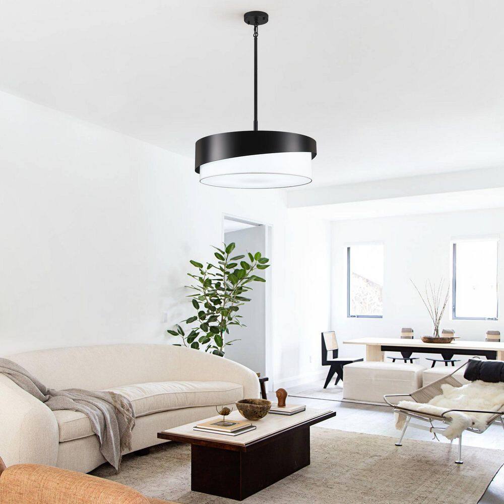 5-Light Black Modern Drum Round Chandelier with White Fabric Shade Pendant Light for Foyer Bedroom Living Room price history on PriceWatchPro