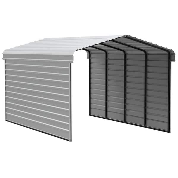 Arrow 12 ft. W x 20 ft. D x 9 ft. H Eggshell Galvanized Steel Carport with 2-Side Wall Kits