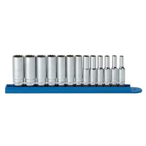 1/4 in. Drive Metric 12-Point Deep Socket Set (13-Piece)