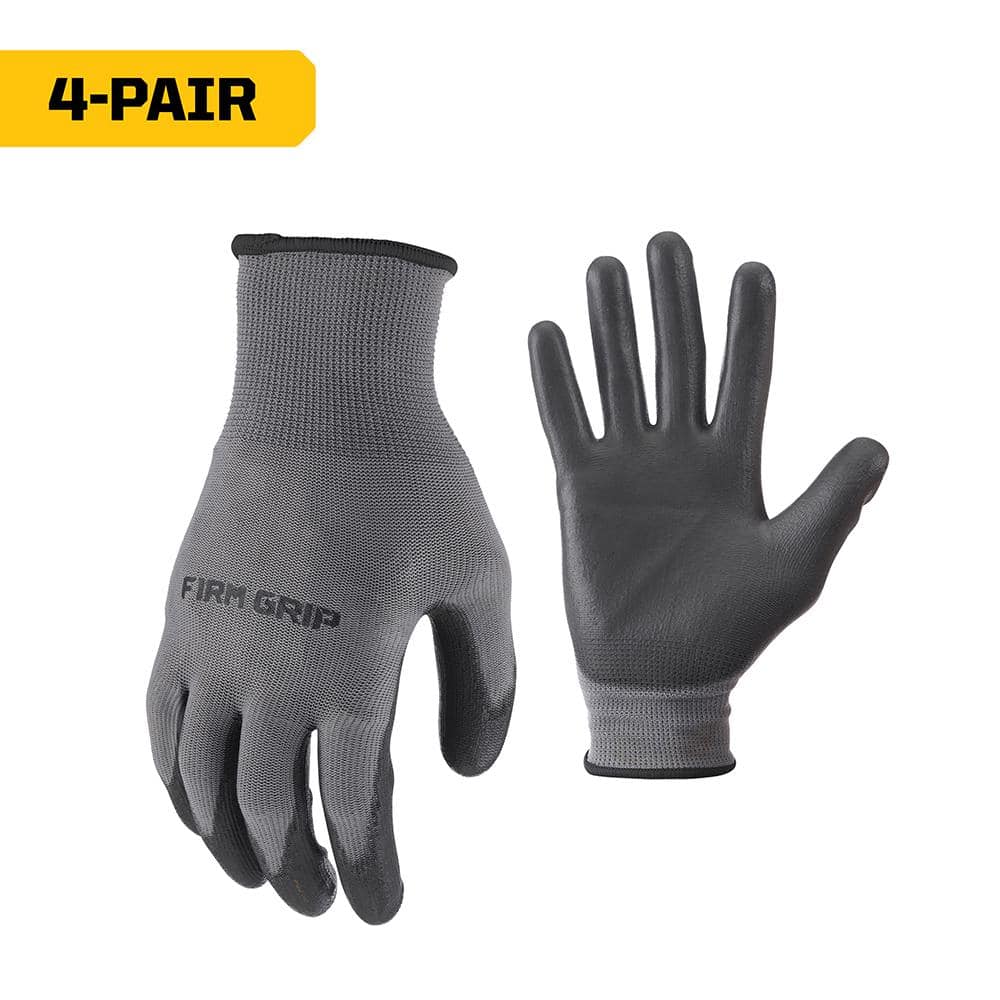 Large Polyurethane Grip Work Gloves (4-Pack)