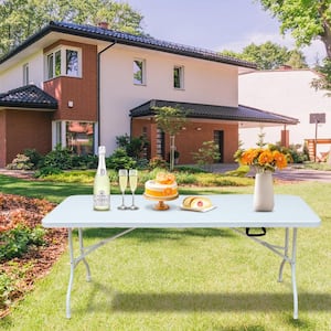 6 ft. Picnic Table, Portable Folding Table for Camping, Picnics, Parties, High Load Bearing Foldable Table-White