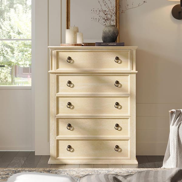 Ursula Oak 38 in. Traditional 5-Drawer Dresser