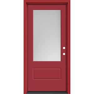 Performance Door System 36 in. x 80 in. VG 3/4-Lite Left-Hand Inswing Pearl Red Smooth Fiberglass Prehung Front Door