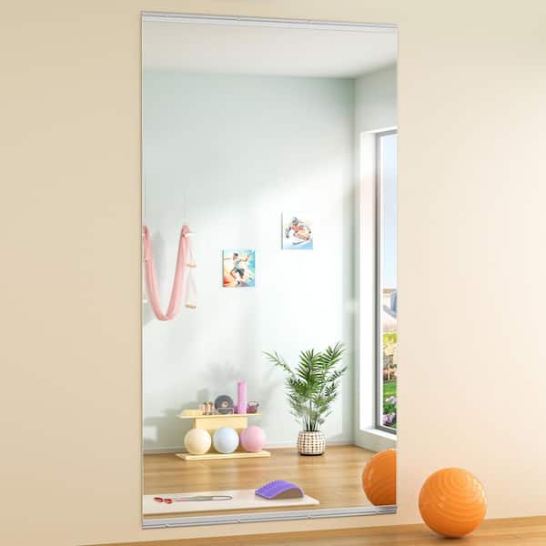 39 in. W x 83 in. H Rectangle Frameless Wall-Mounted HD Home Gym Mirror Large Full Body Vanity Mirror for Yoga