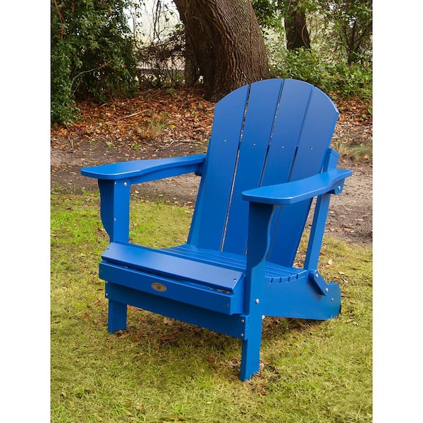 Recycled Royal Blue Folding Plastic Adirondack Chair