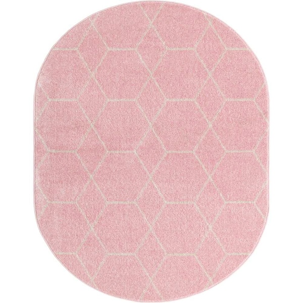 Trellis Frieze Geometric Light Pink 7 ft. 10 in. x 10 ft. Area Rug