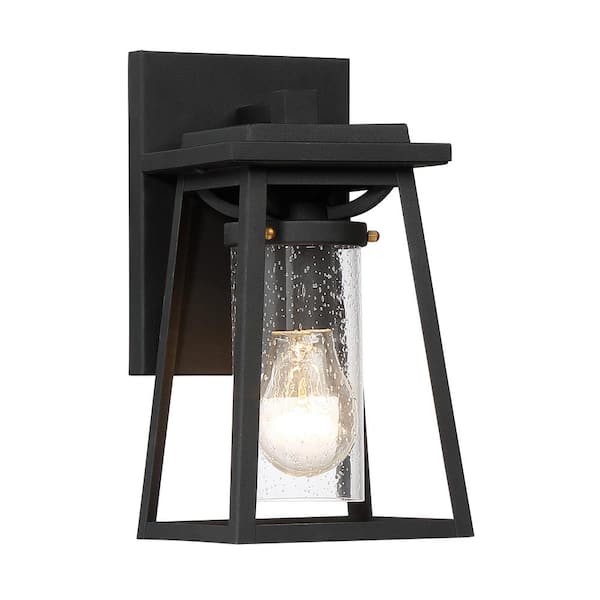 Minka Lavery Lanister Court Small 1-Light Sand Black with Gold Outdoor Light Wall Sconce