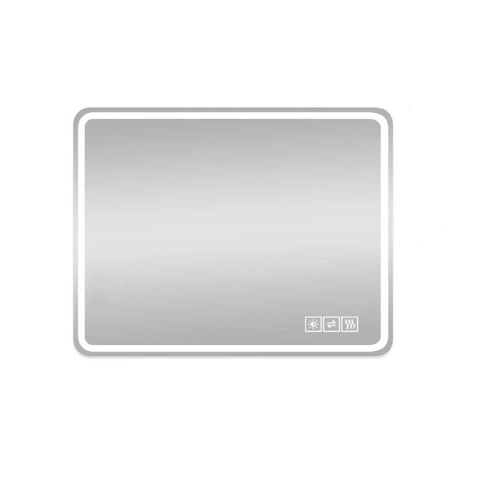Transitional 39.40 in. W x 31.50 in. H Rectangular Frameless Rounded Corner Wall Bathroom Vanity Mirror in Clear