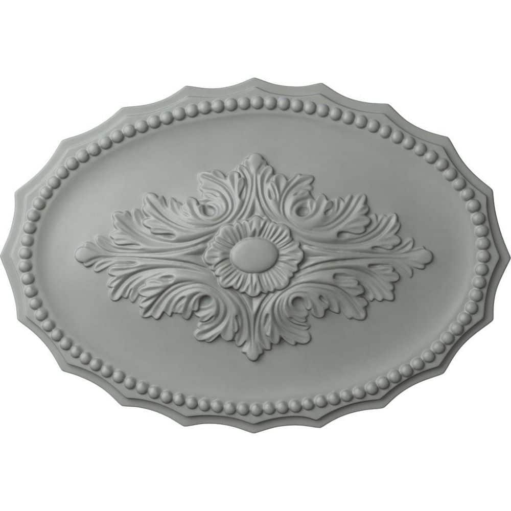 Primed White Oval Polyurethane Oxford Ceiling Medallion