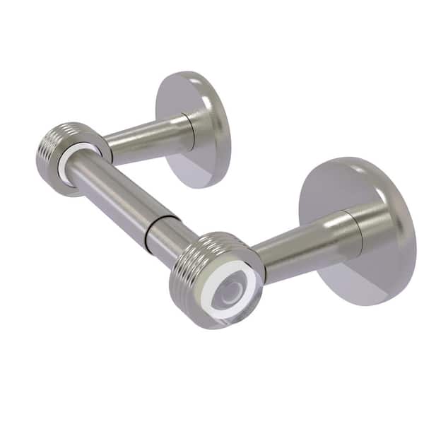 Allied Brass Clearview Collection Wall Mounted Toilet Paper Holder in Satin Nickel with Groovy Accents