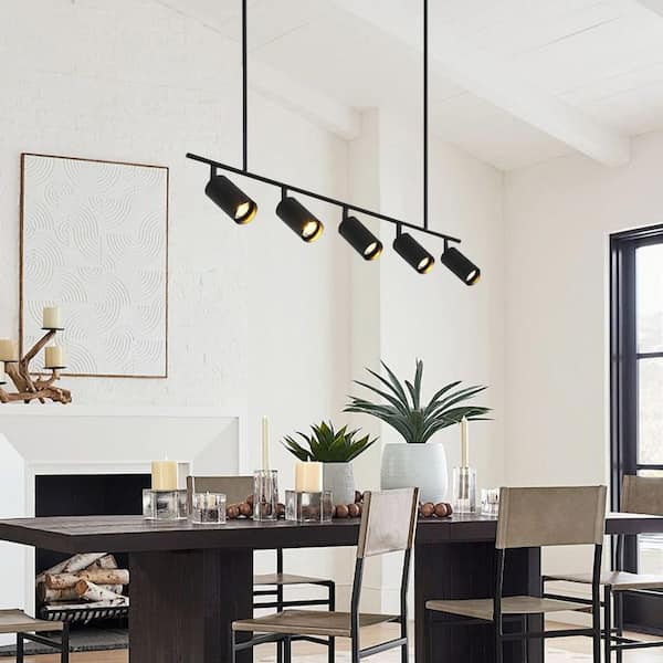 Black Flexible Track Lighting Cylinder Ceiling Spot Lighting Modern Hanging Track Lighting Industrial Pendant Light