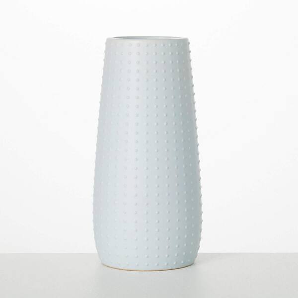 SULLIVANS 11.5 in. Soft Gray Matte Dotted Vase, Ceramic