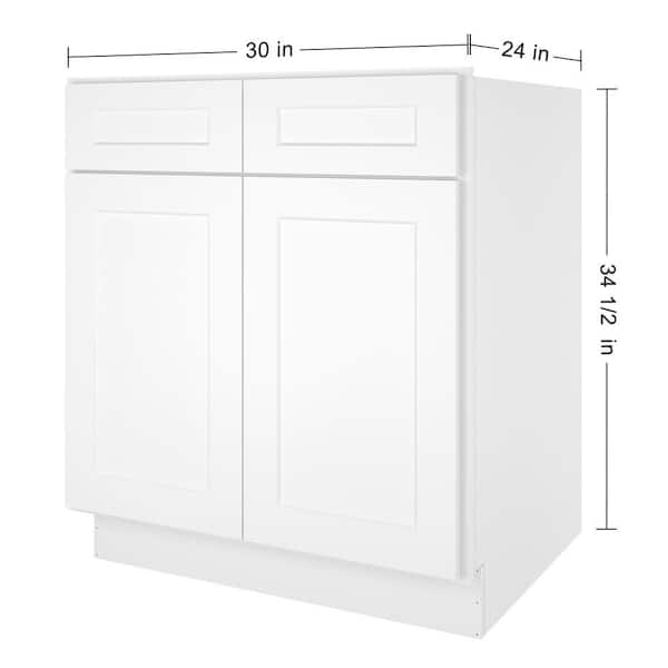 SW-SB30 - Sink Base - 30 inch - Shaker White Base Cabinets