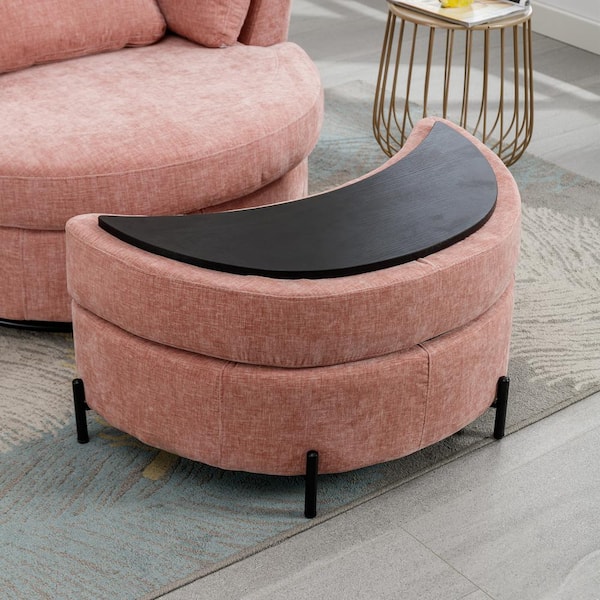 Pink half moon ottoman discount