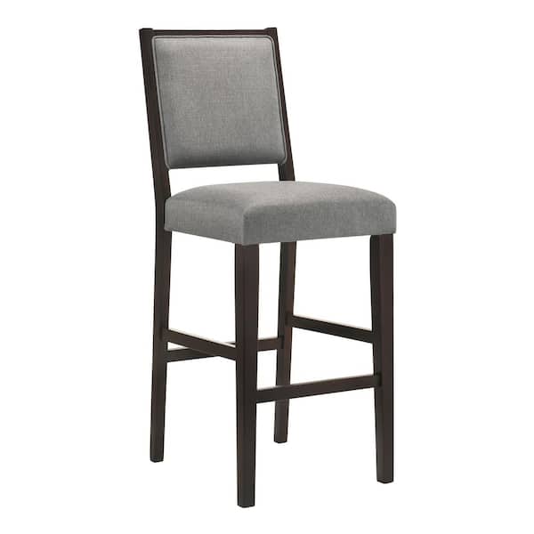 Coaster 46 in. Grey and Espresso Open Back Wood Frame Bar Stool with Footrest (Set of 2)