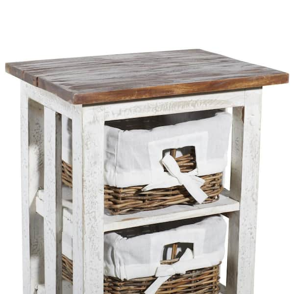 Decorative Storage Cabinet with Removable Woven Baskets -MFSTUDIO 6 Drawers / White