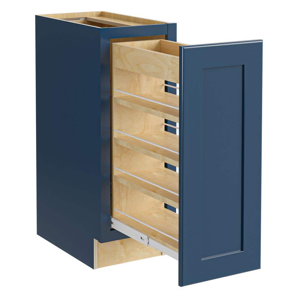 Newport 12 in. W x 24 in. D x 34.5 in. H Assembled Plywood Pull Out Pantry Kitchen Cabinet in Mythic Blue Soft Close price history on PriceWatchPro