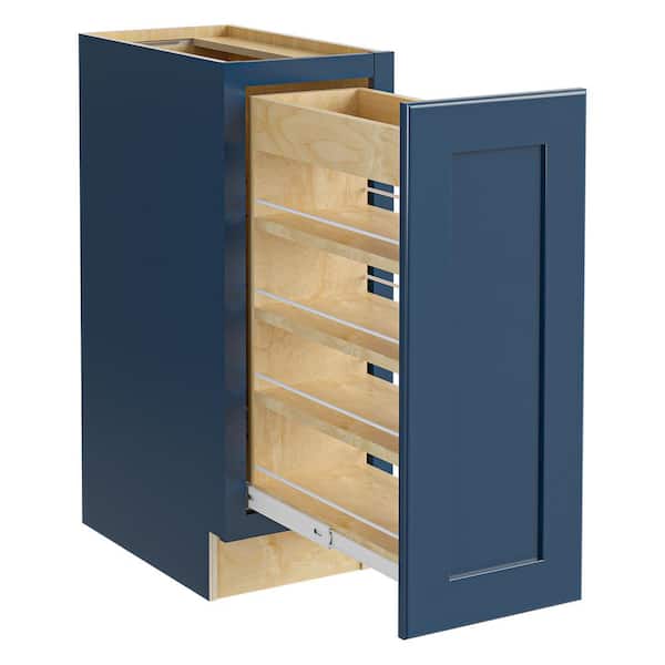 Newport 12 in. W x 24 in. D x 34.5 in. H Assembled Plywood Pull Out Pantry Kitchen Cabinet in Mythic Blue Soft Close