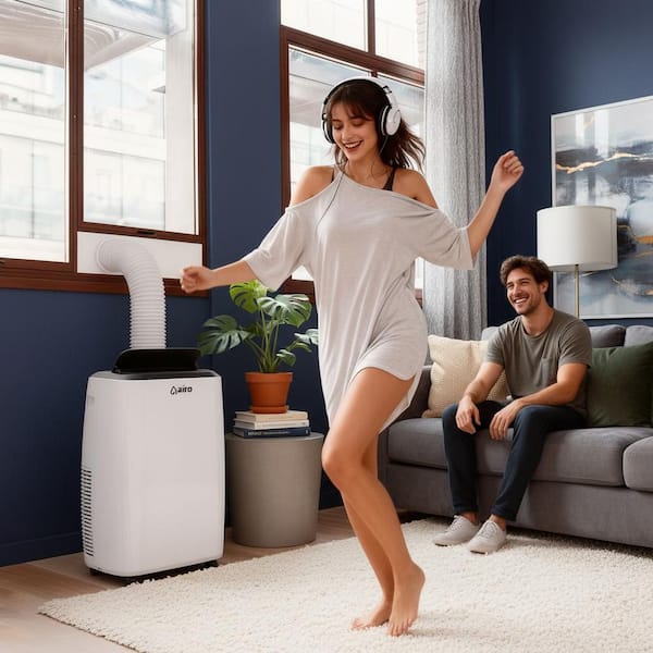 14,000 BTU (10,000 BTU DOE) Portable Air Conditioner Cools 700 sq. ft. with Dehumidifier and LCD Remote in White