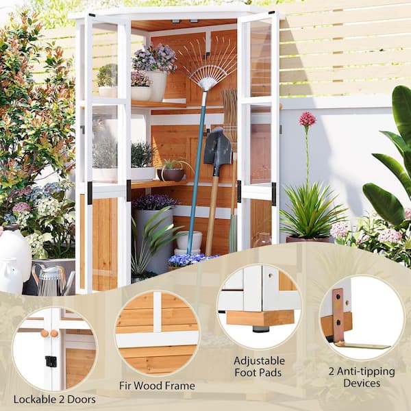 36.6 in. W x 63 in. HYellow Garden Wood Tool Storage Cabinet,Mini