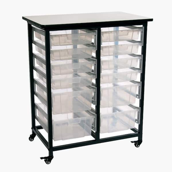 Luxor MBS-DR-8S4L-CL Mobile Bin Storage Unit - Double Row with Large and  Small Clear Bins