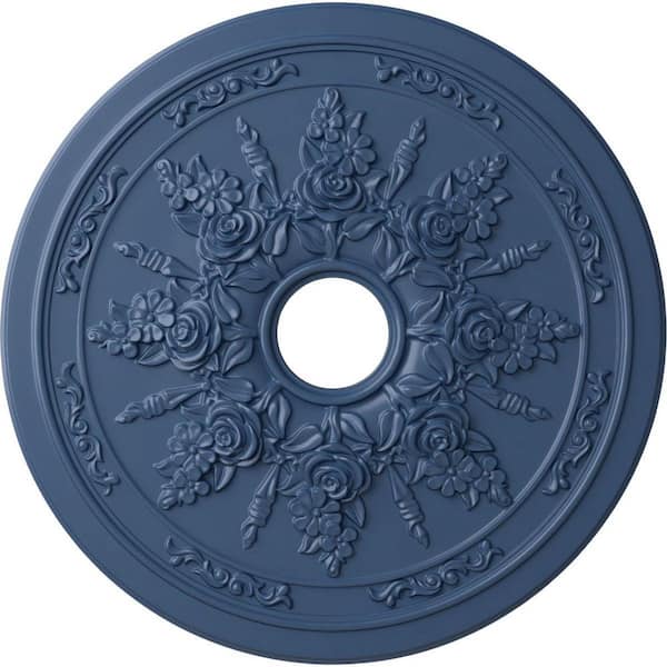 Ekena Millwork 1-1/2" x 23-5/8" x 23-5/8" Polyurethane Rose and Ribbon Ceiling Medallion, Hand-Painted Americana