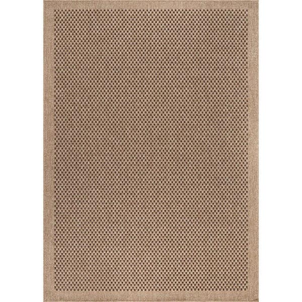 CAMILSON Easy Jute Dark Brown 9 ft. x 12 ft. Check Indoor Outdoor Area ...