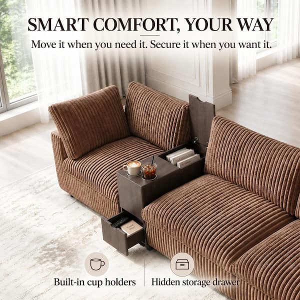 Magic Home Lawson Cloud Couch 157 in. Square Arm Velvet Solid Wood