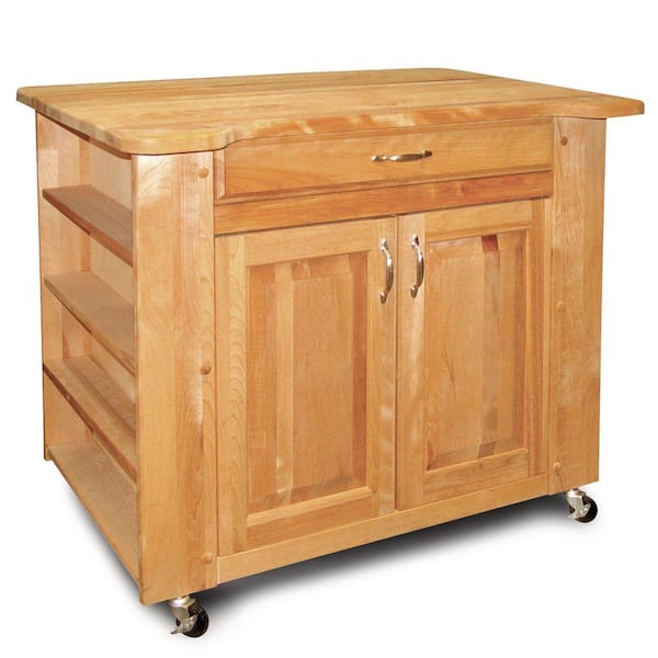 Catskill Craftsmen Natural Wood Kitchen Cart with Storage