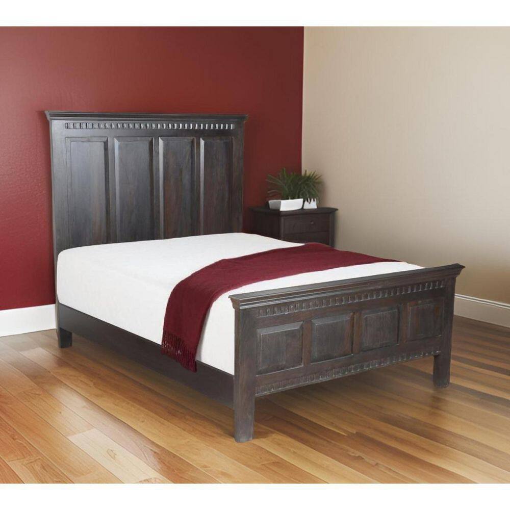 Brown Wood Frame Queen Panel Bed